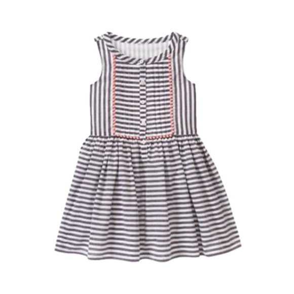 NWT Gymboree dress girls size 5 Striped gray white coral Animal Party sleeveless - Picture 1 of 3